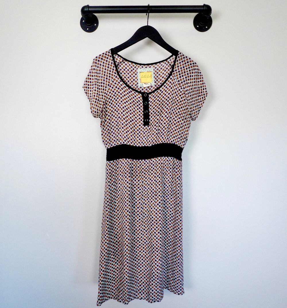 Bella Bird Vintage Geometric Cottagecore Indiesleaze Cotton Henley Dress M